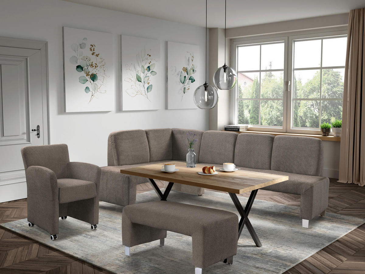 KLUPA KUTNA  smeđa  drvo, tekstil, drvni materijal      - srebrne boje/smeđa, Moderno, drvni materijal/drvo (243/158cm) - Livetastic