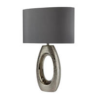STOLNÁ LAMPA, E27, 40/20/61 cm - sivá/chrómová, Basics, textil/keramika (40/20/61cm)