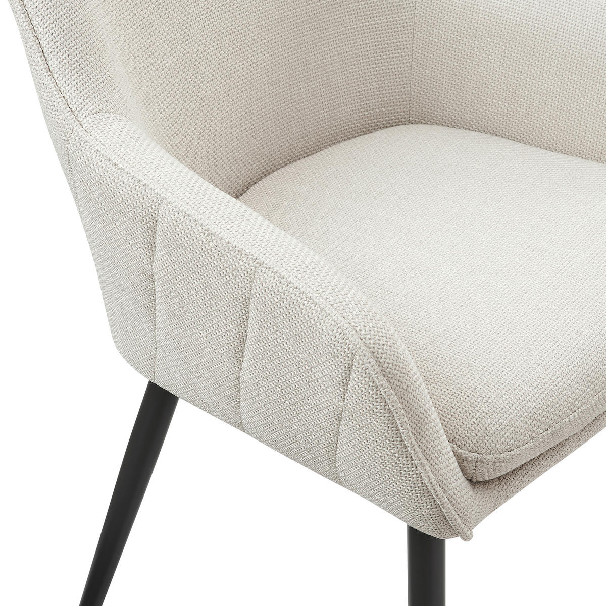 ARMLEHNSTUHL  in Struktur  - Beige/Schwarz, MODERN, Textil/Metall (61/85/60cm) - Livetastic