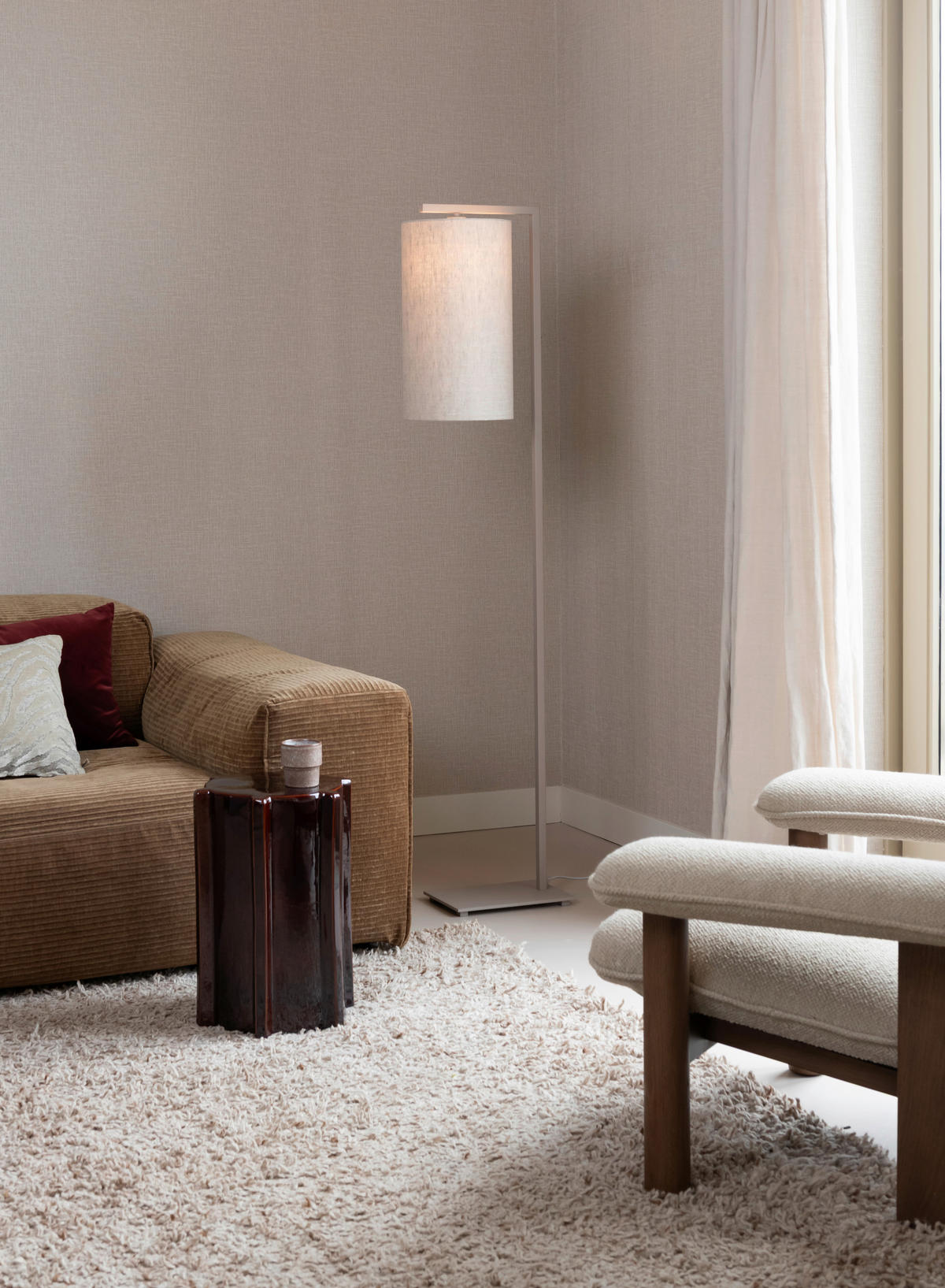 STEHLEUCHTE 30/160 cm    - Sandfarben/Beige, Design, Textil/Metall (30/160cm) - It's about Romi