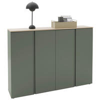 SCHUHSCHRANK Grün, Eichefarben  - Eichefarben/Schwarz, Design, Holzwerkstoff/Kunststoff (158,2/113,2/34cm) - Voleo