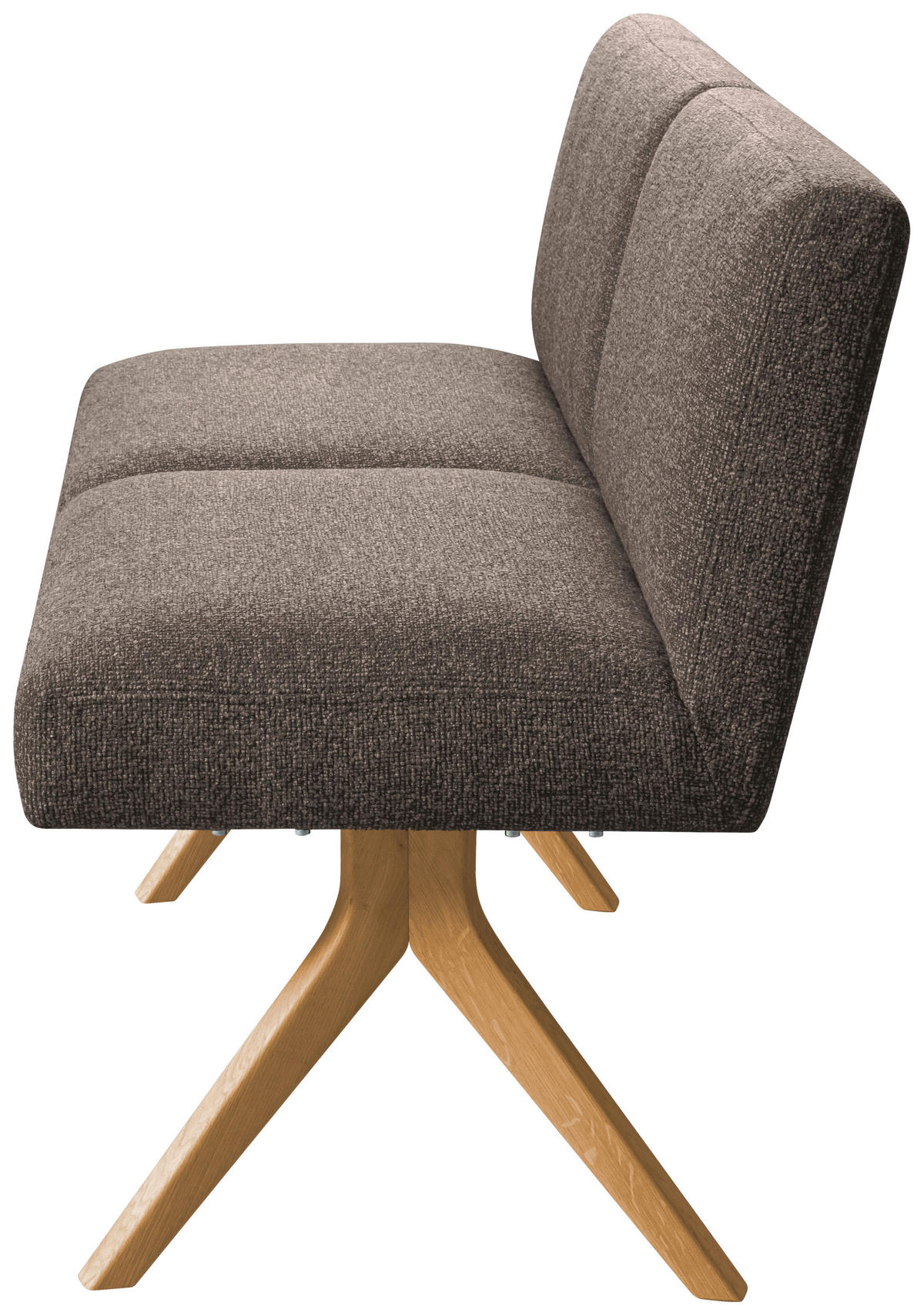 SITZBANK 160/85/69 cm Webstoff Braun Eiche vollmassiv  - Eichefarben/Braun, KONVENTIONELL, Holz/Textil (160/85/69cm) - Linea Natura