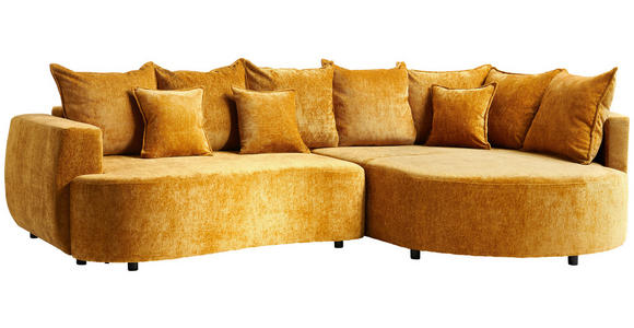 ECKSOFA  in Chenille Goldfarben  307/194 cm  - Goldfarben/Schwarz, Design, Kunststoff/Textil (307/194cm) - Carryhome