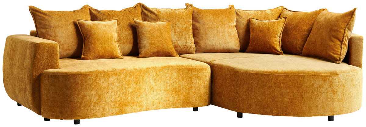 ECKSOFA Goldfarben Chenille  - Goldfarben/Schwarz, Design, Kunststoff/Textil (307/194cm) - Carryhome