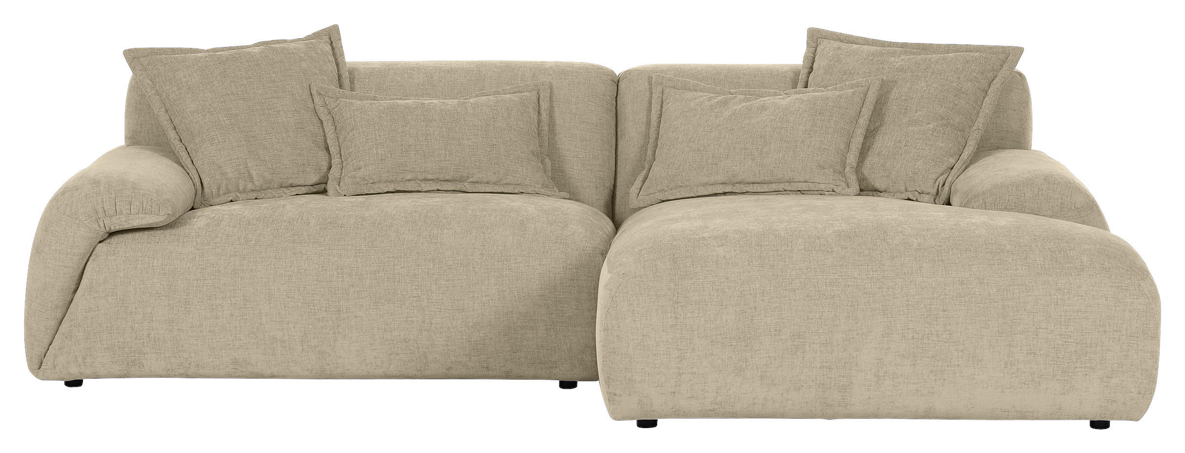 ECKSOFA Beige Flachgewebe  - Beige/Schwarz, KONVENTIONELL, Kunststoff/Textil (274/174cm) - Carryhome