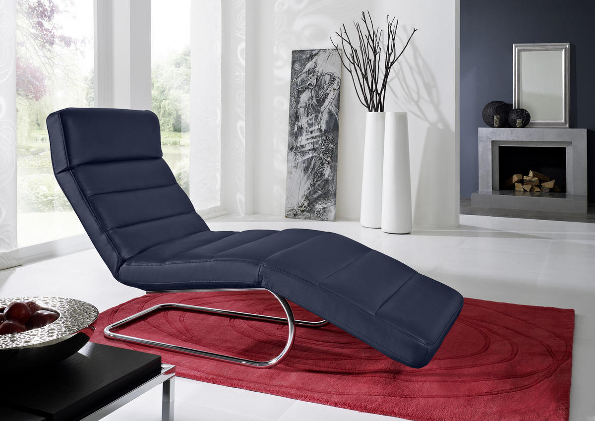 RELAKS LEŽAJ tekstil  tamno plava   - tamno plava/boje kroma, Basics, tekstil/metal (65/91/170cm) - Chilliano