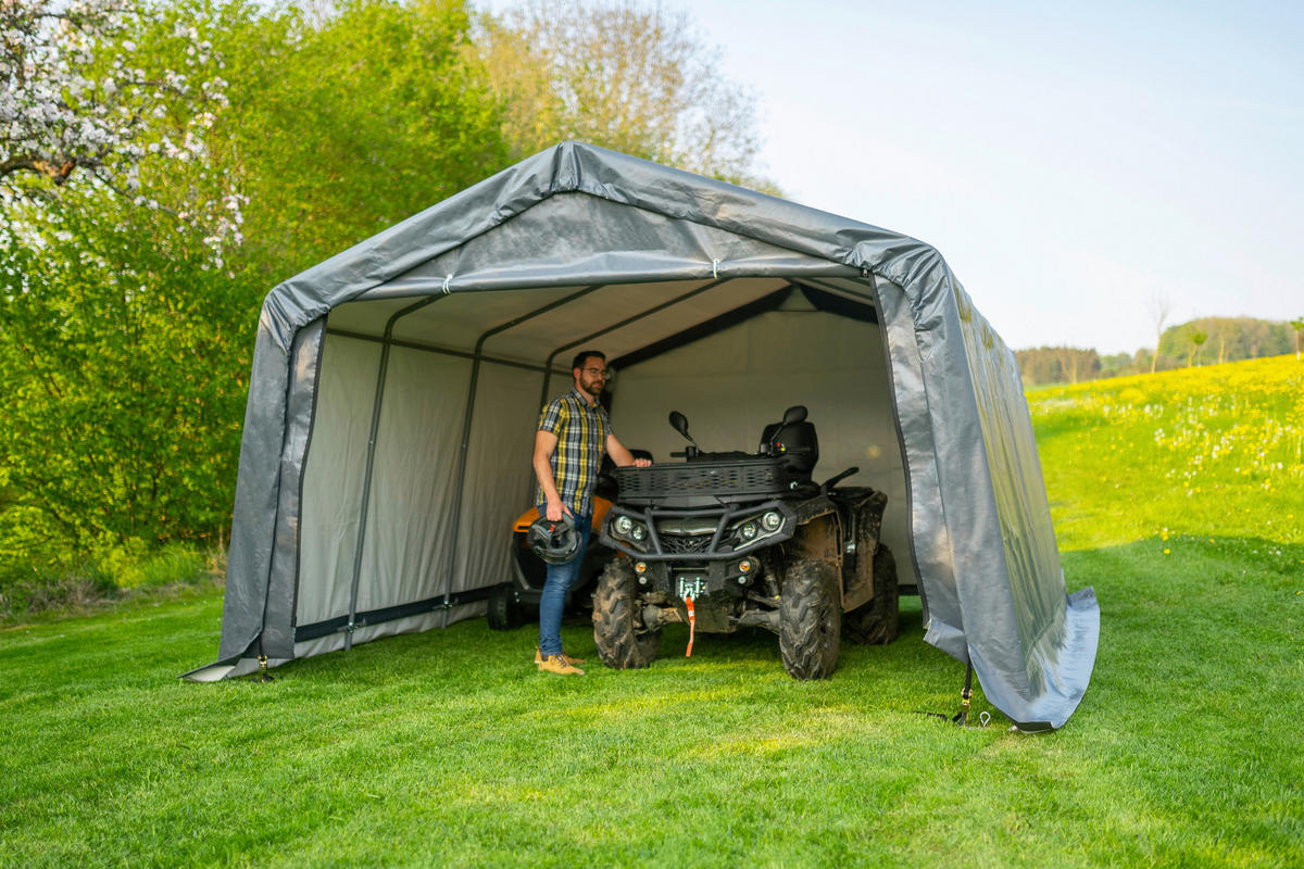 ZELTGARAGE - Grau, Basics, Kunststoff (370/260/490cm)