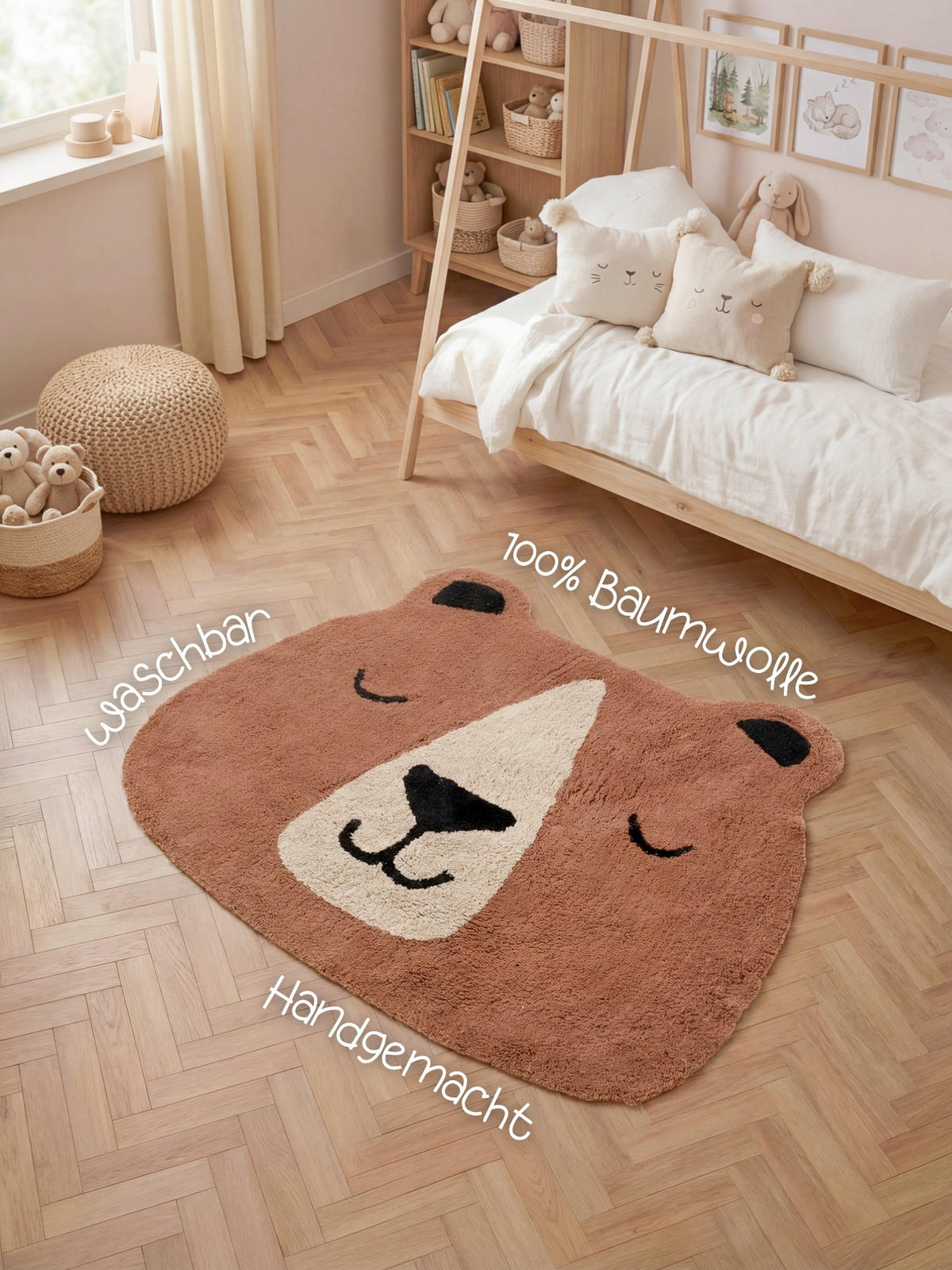 KINDERTEPPICH 101/120 cm Snuggle Benni Bär  - Braun, Basics, Kunststoff/Textil (101/120cm) - Hanse Home