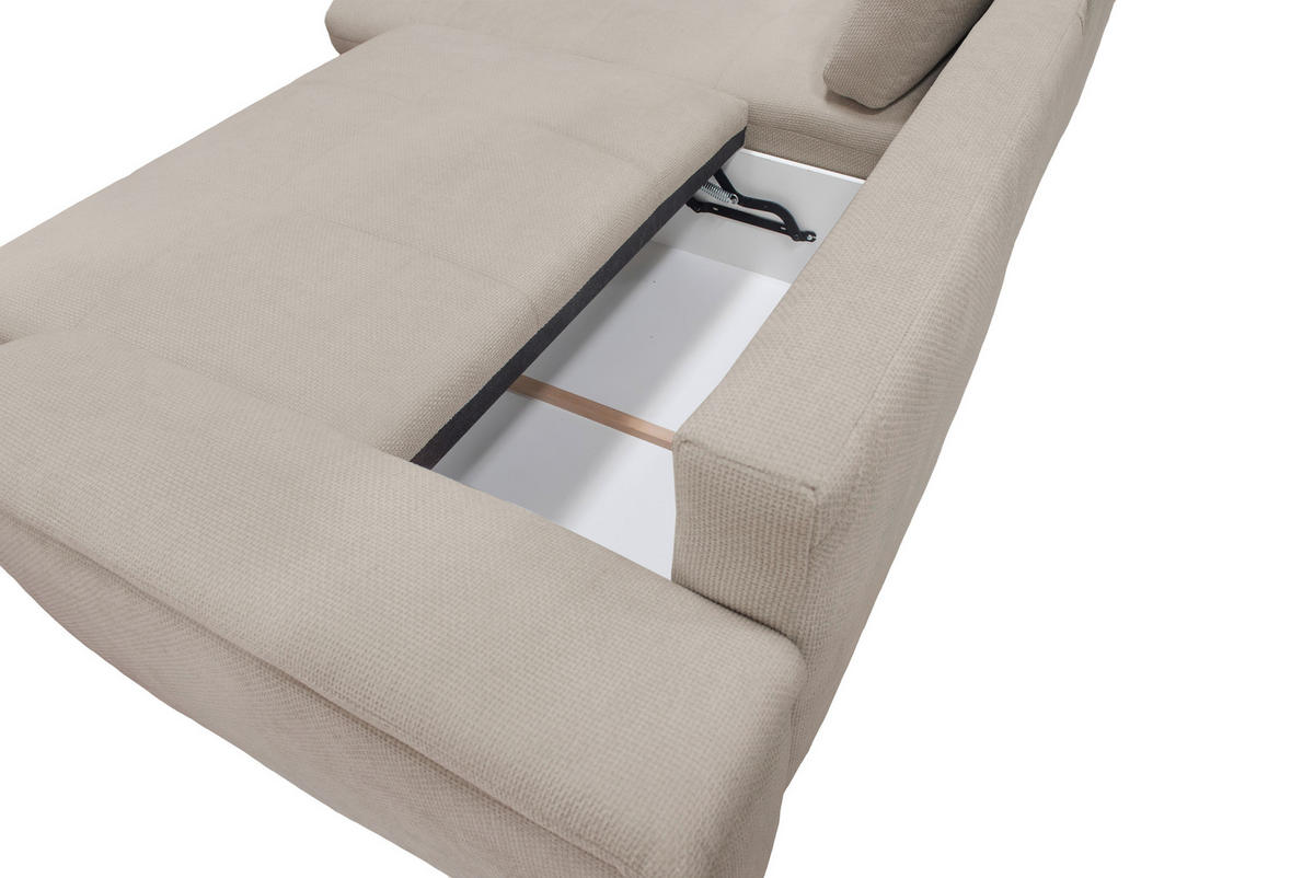 ECKSOFA in Struktur, Chenille Sandfarben  - Sandfarben/Silberfarben, Design, Textil/Metall (178/268cm) - Livetastic