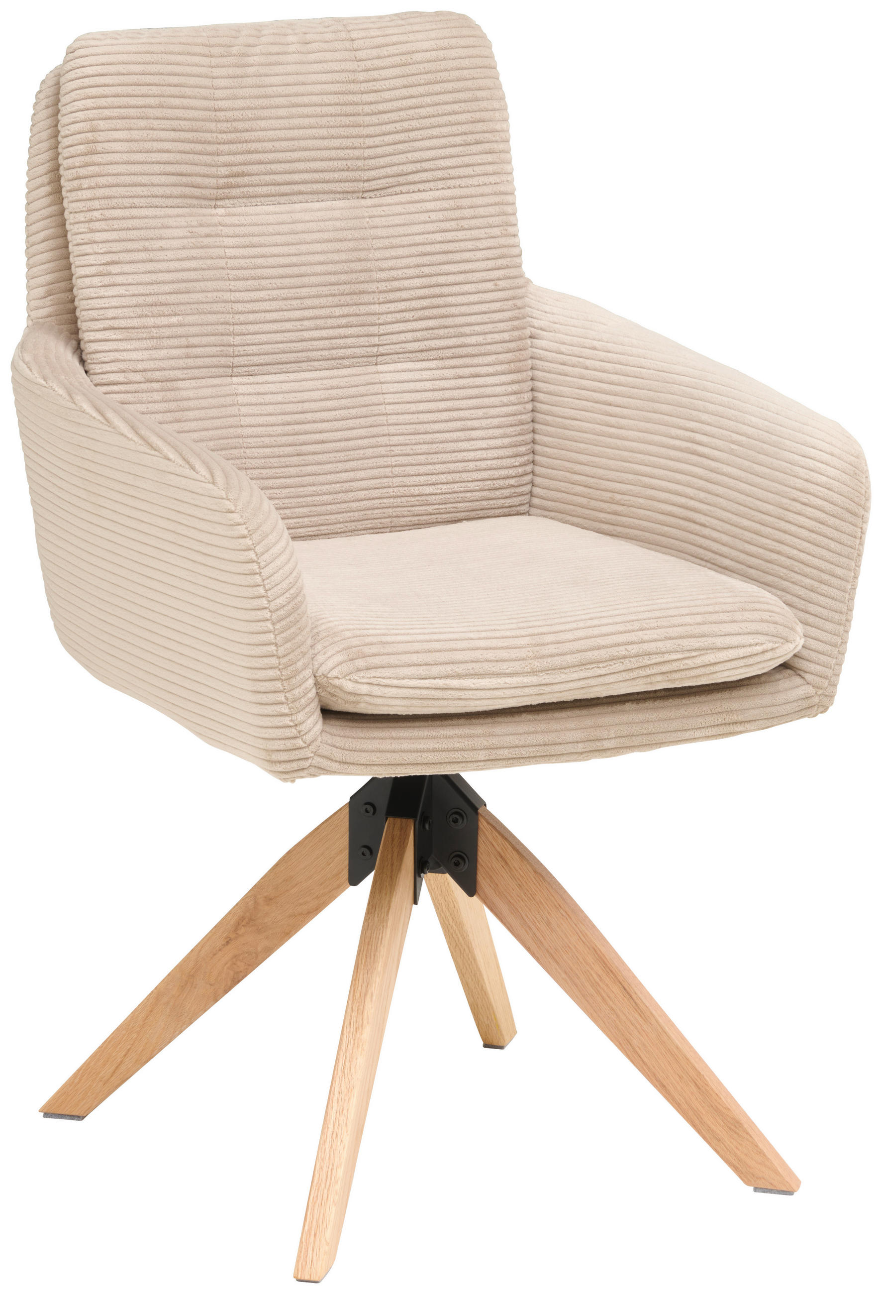 ARMLEHNSTUHL  in Eisen Cord  - Taupe/Naturfarben, KONVENTIONELL, Holz/Textil (60/93/65,5cm) - Livetastic
