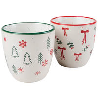 KAFFEEBECHER 90 ml  - Rot/Grün, Lifestyle, Keramik (90ml) - X-Mas