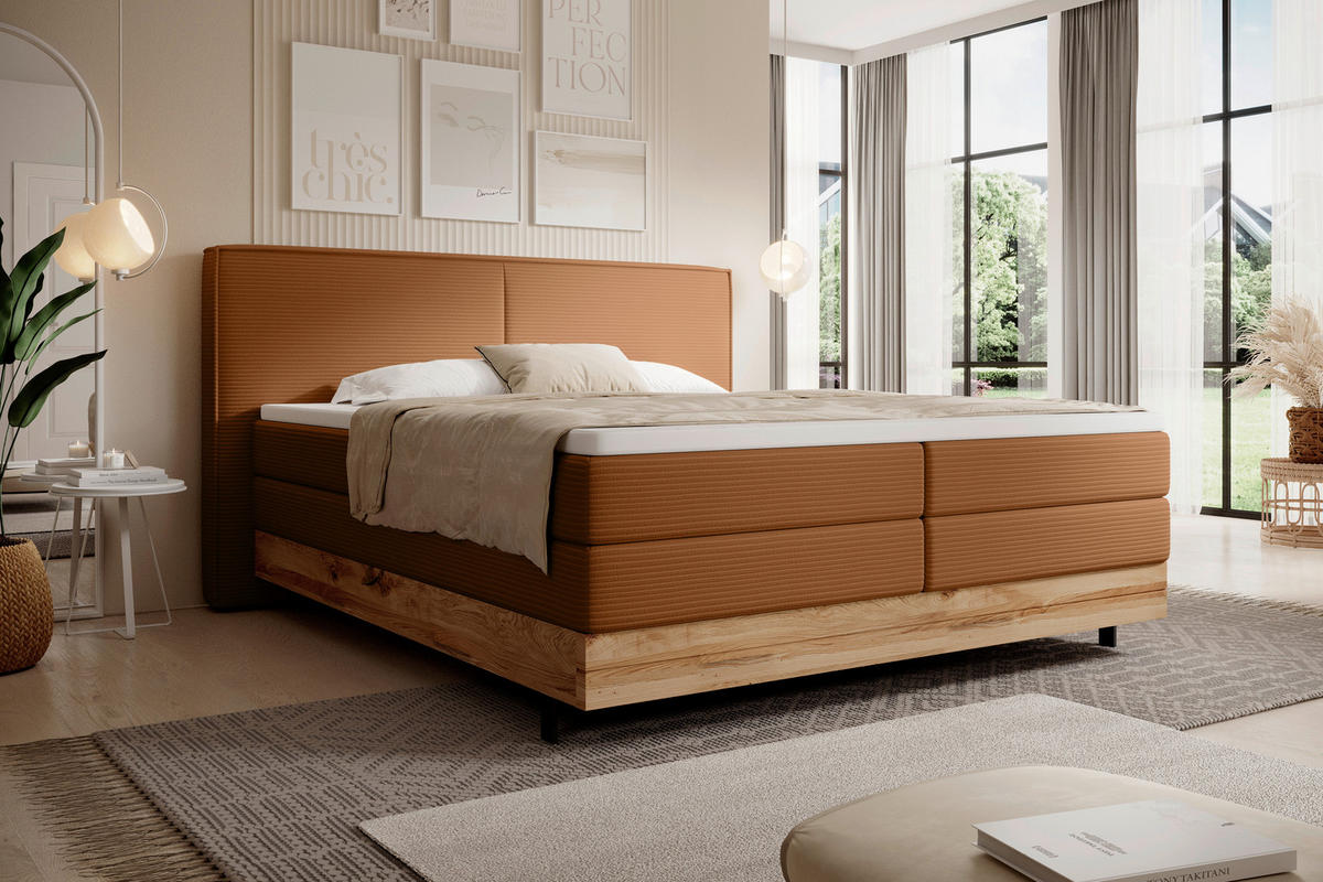 BOXSPRINGBETT 140/200 cm  in Braun  - Schwarz/Braun, Natur, Holz/Textil (140/200cm) - Valnatura