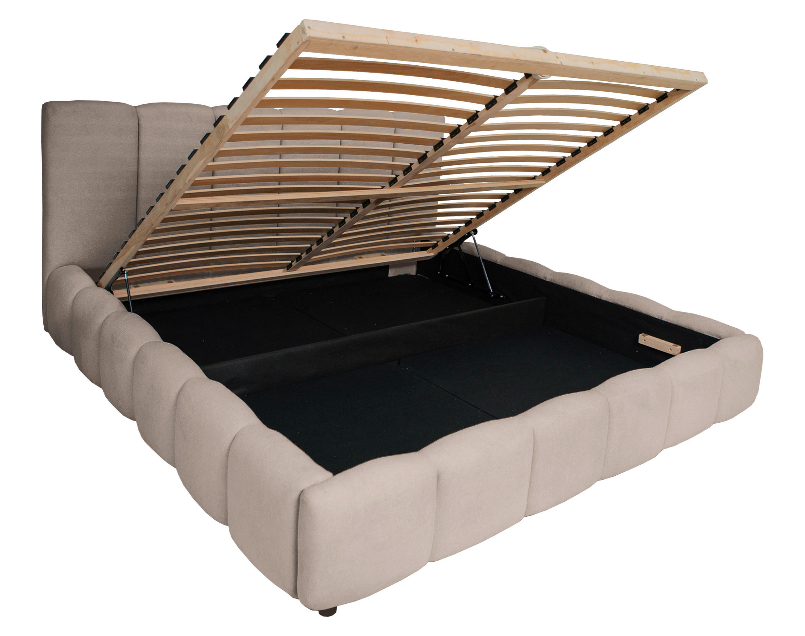 POLSTERBETT 180/200 cm,  in Beige, Lattenrost, Bettkasten,  - Beige/Schwarz, KONVENTIONELL, Holz/Kunststoff (180/200cm) - Boxxx