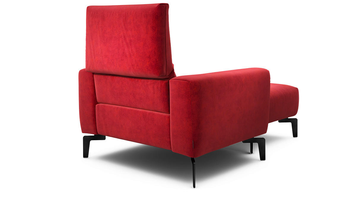 Sessel inkl. Hocker Samt    - Rot/Schwarz, Design, Textil/Metall (110/85/86-94cm) - SENSOO