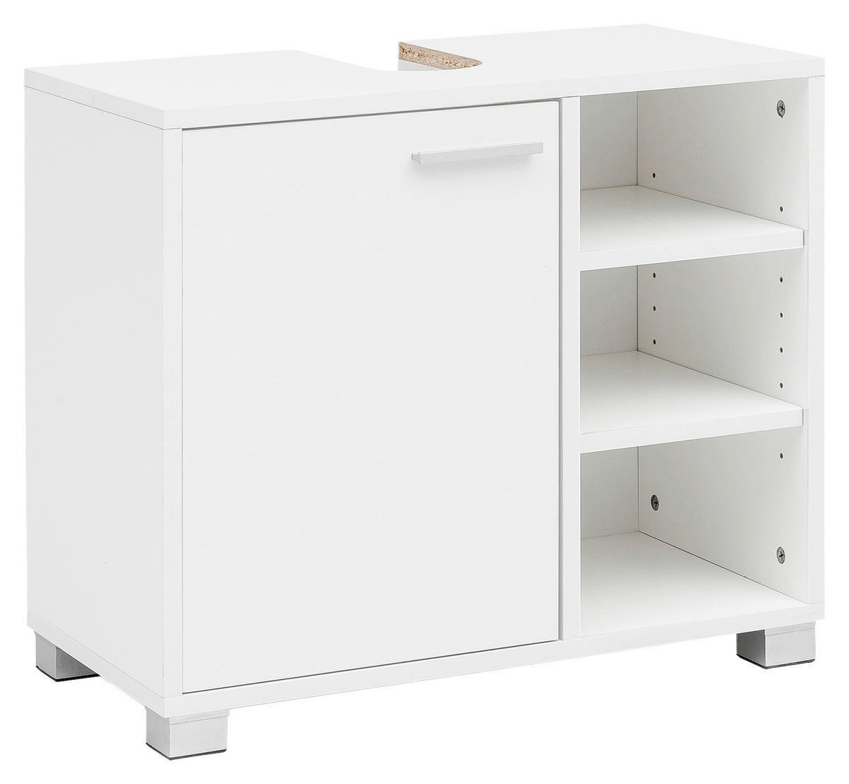 OMARICA ZA POD UMIVALNIK 60/55/32 cm  - bela/barve aluminija, Basics, leseni material (60/55/32cm) - MID.YOU