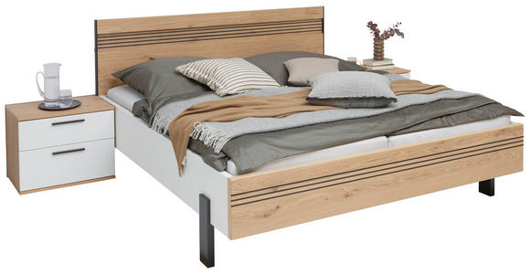 BETTANLAGE 180/200 cm  in Anthrazit, Weiß, Eichefarben  - Eichefarben/Anthrazit, KONVENTIONELL, Holz/Holzwerkstoff (180/200cm) - Dieter Knoll