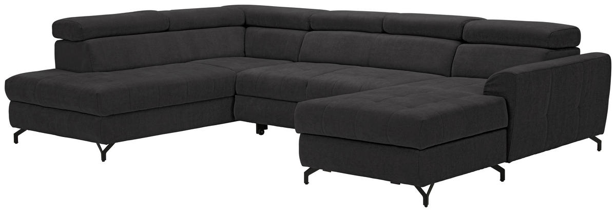 WOHNLANDSCHAFT Anthrazit Struktur  - Anthrazit/Schwarz, Design, Textil/Metall (203/327/177cm) - Stylife