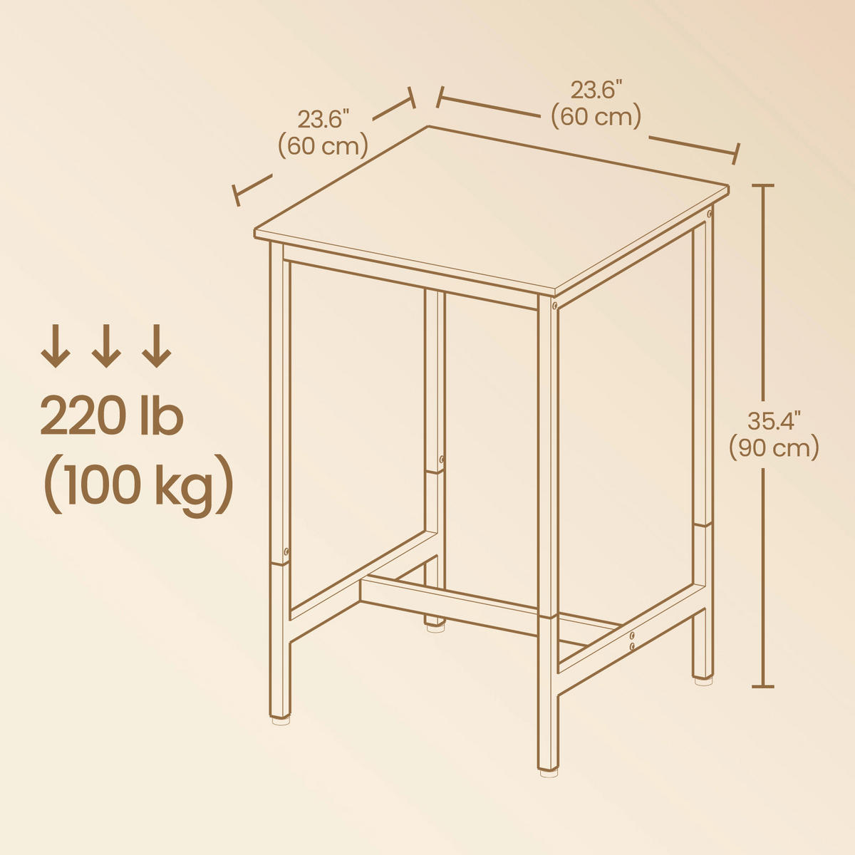 BARTISCH in Metall, Holzwerkstoff   - Greige/Schwarz, MODERN, Holzwerkstoff/Metall (60/90/60cm) - MID.YOU