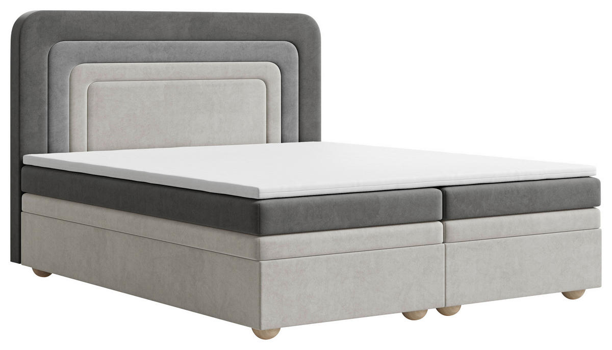 BOXBETT 140/200 cm  in Hellgrau, Dunkelgrau  - Dunkelgrau/Hellgrau, MODERN, Holz/Kunststoff (140/200cm) - MID.YOU