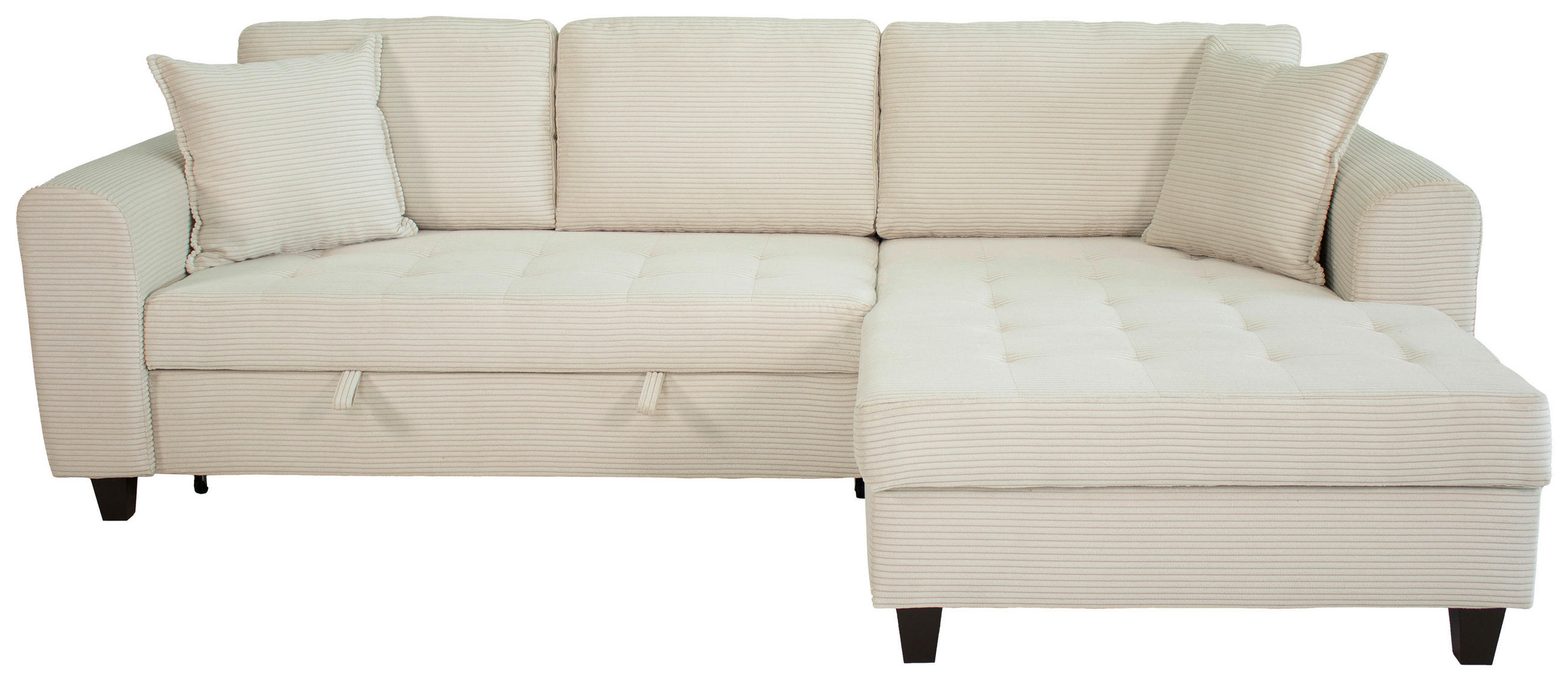 ECKSOFA MORITZ Creme Cord Zierkissen, Bettkasten  - Creme, Trend, Textil (265/155cm) - P & B