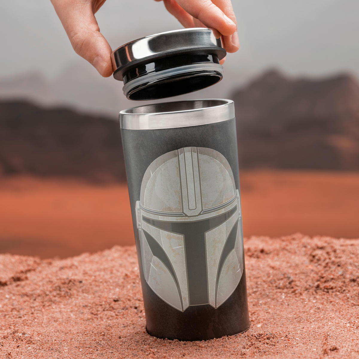 THERMOBECHER Mandalorian  - Schwarz/Weiß, Basics, Metall (18.3/8/18.3cm) - Star Wars