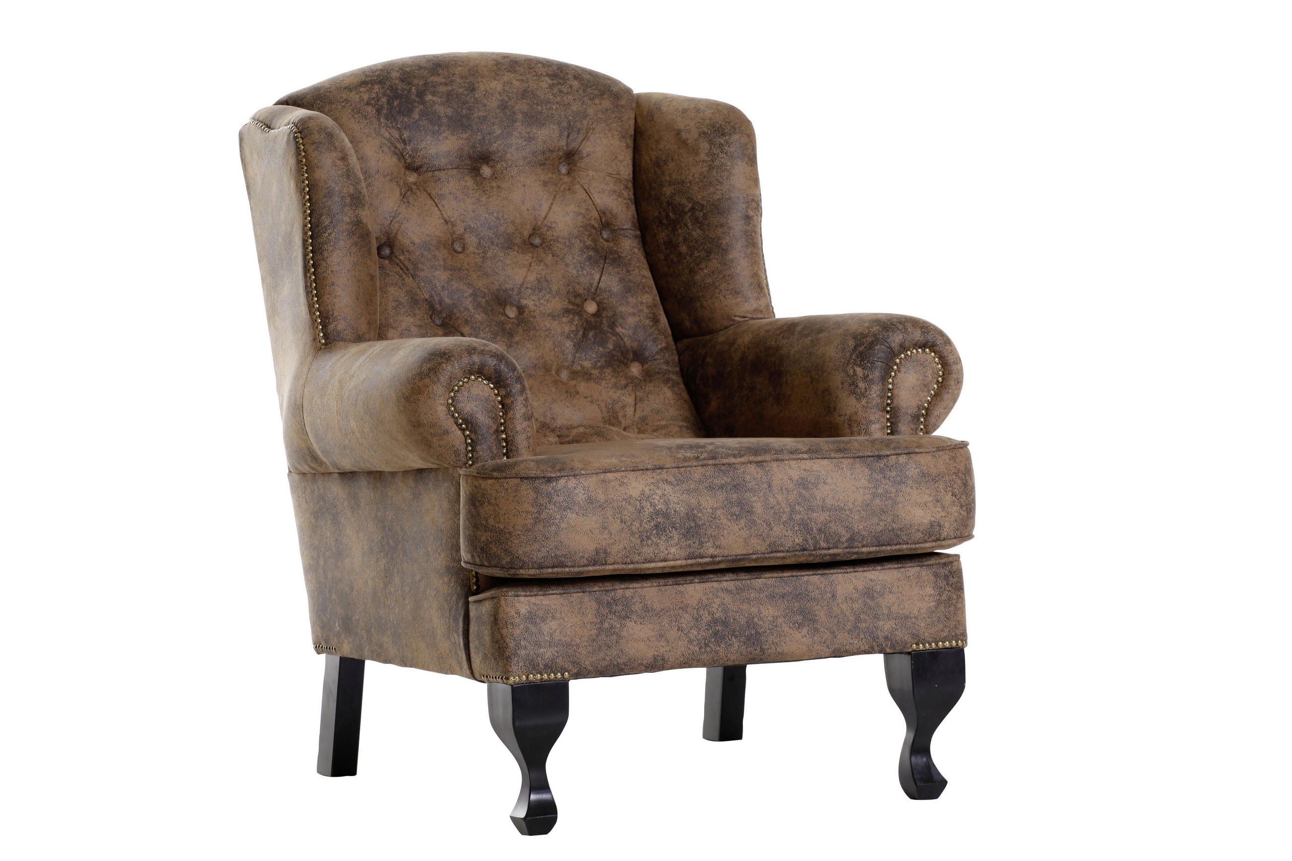 Ohrensessel in Textil Dunkelbraun