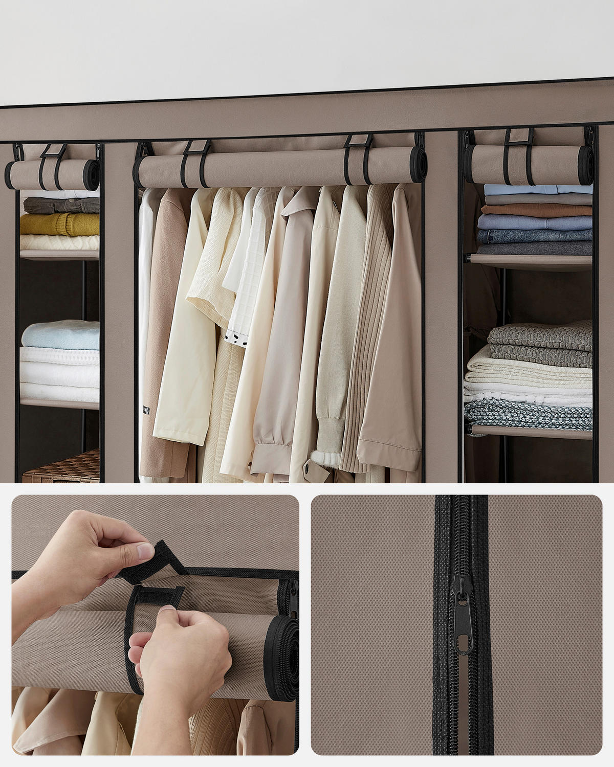 STOFFSCHRANK in Taupe  - Taupe, Basics, Kunststoff/Textil (150/175/45cm)