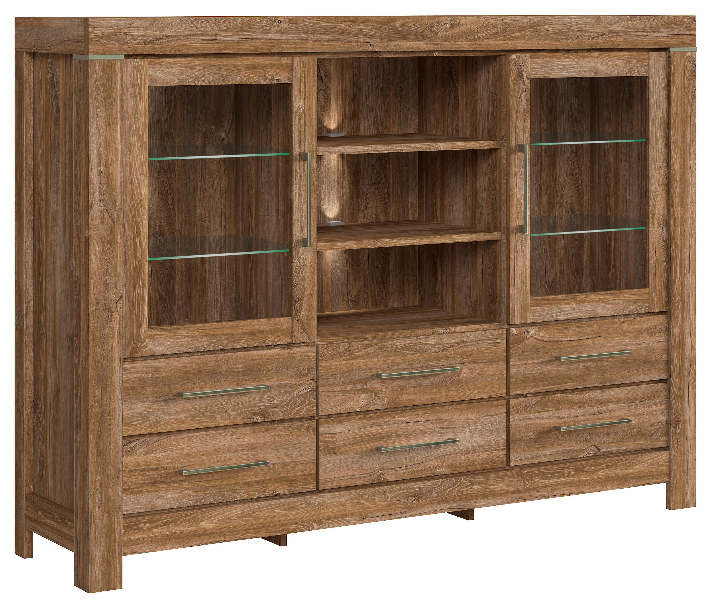 Welnova VITRÍNA, farba duba, 166/124,5/42 cm