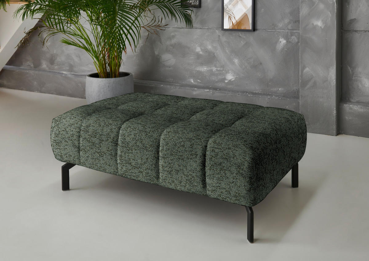 ECKSOFA in Chenille Grün  - Schwarz/Grün, Design, Textil/Metall (222/323cm) - Beldomo Style