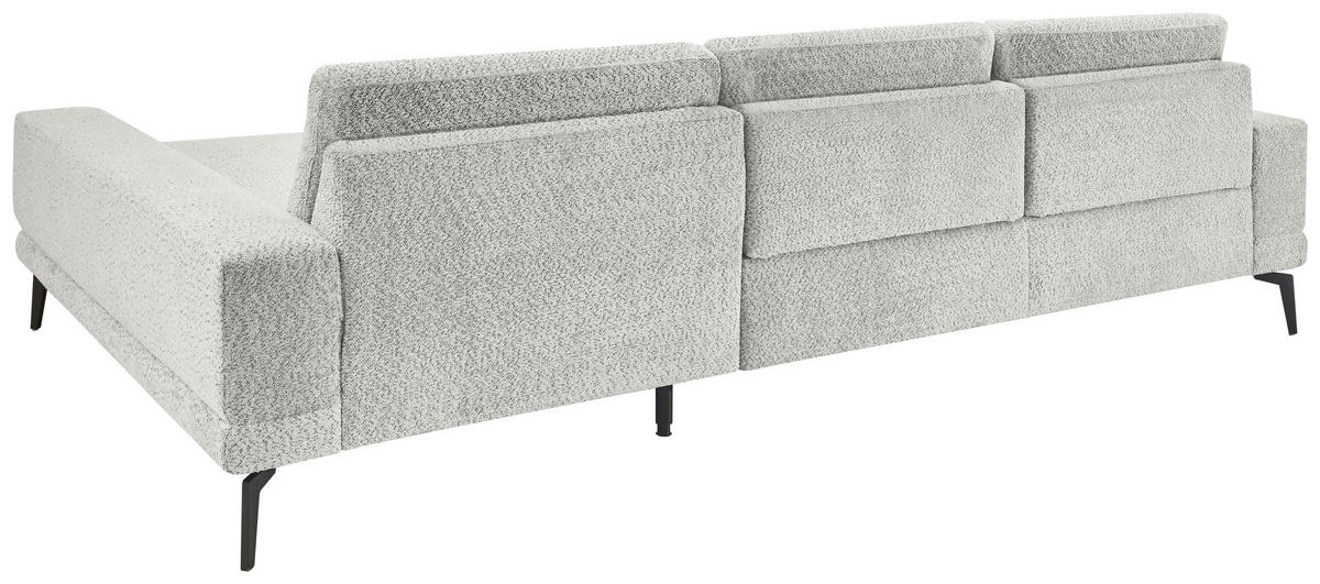 ECKSOFA Hellgrau Chenille  - Hellgrau/Schwarz, KONVENTIONELL, Textil/Metall (294/184cm) - SetOne by Musterring