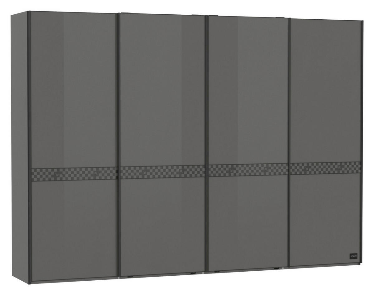 SCHWEBETÜRENSCHRANK 330/236/67 cm 4-türig Dunkelgrau  - Schieferfarben/Dunkelgrau, Design, Glas/Holzwerkstoff (330/236/67cm) - Joop!