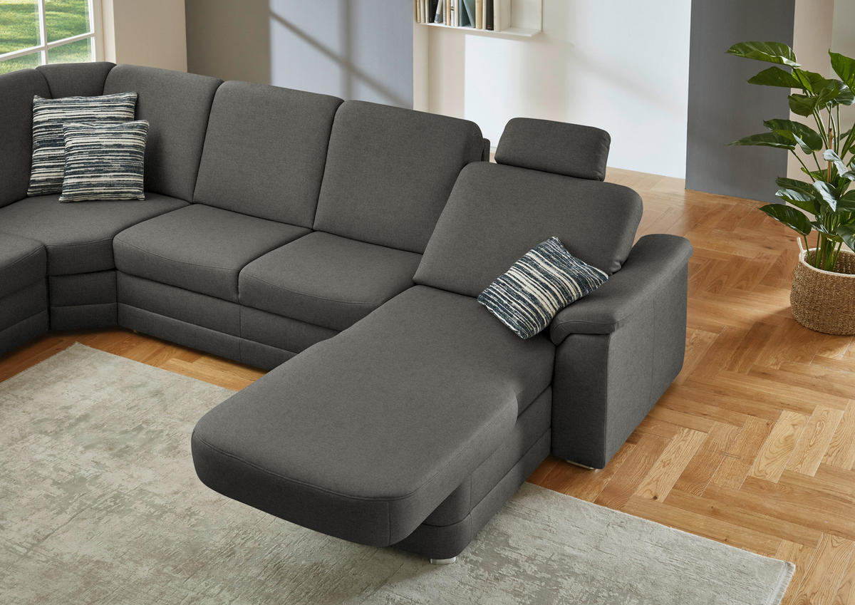 WOHNLANDSCHAFT  in Chenille Grau  - Alufarben/Grau, KONVENTIONELL, Holz/Textil (235/329/160cm) - Beldomo Comfort