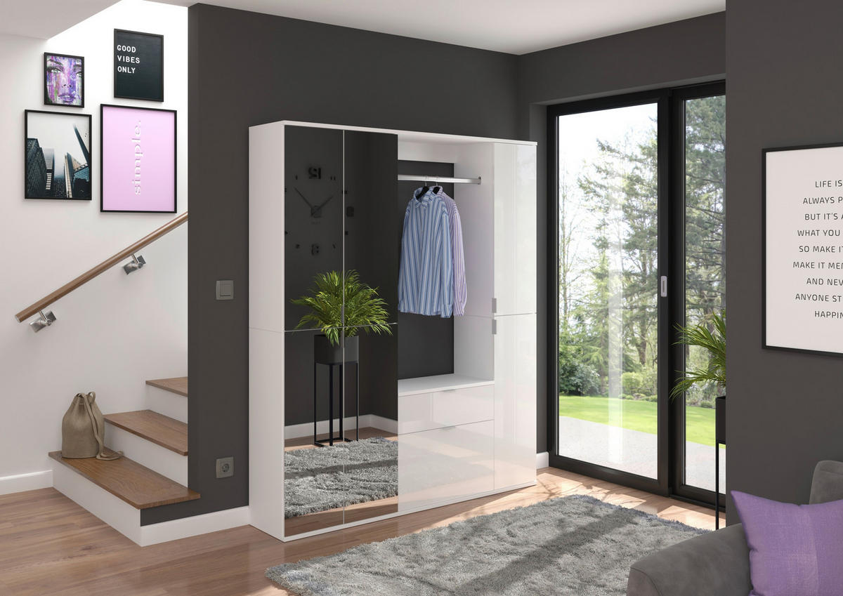 GARDEROBE 2-teilig  in 61/62/34 cm  - Weiß, MODERN, Holzwerkstoff (61/62/34cm) - MID.YOU