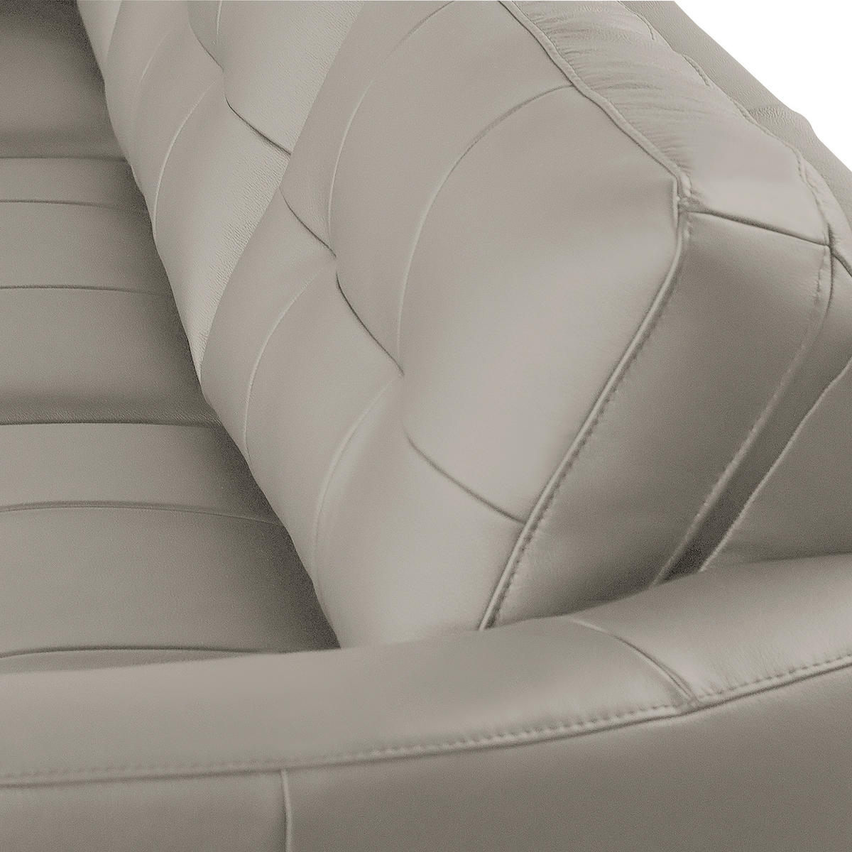 ECKSOFA in Lederlook Echtleder Platinfarben  - Platinfarben/Buchefarben, Design, Leder/Holz (190/236cm) - Livetastic