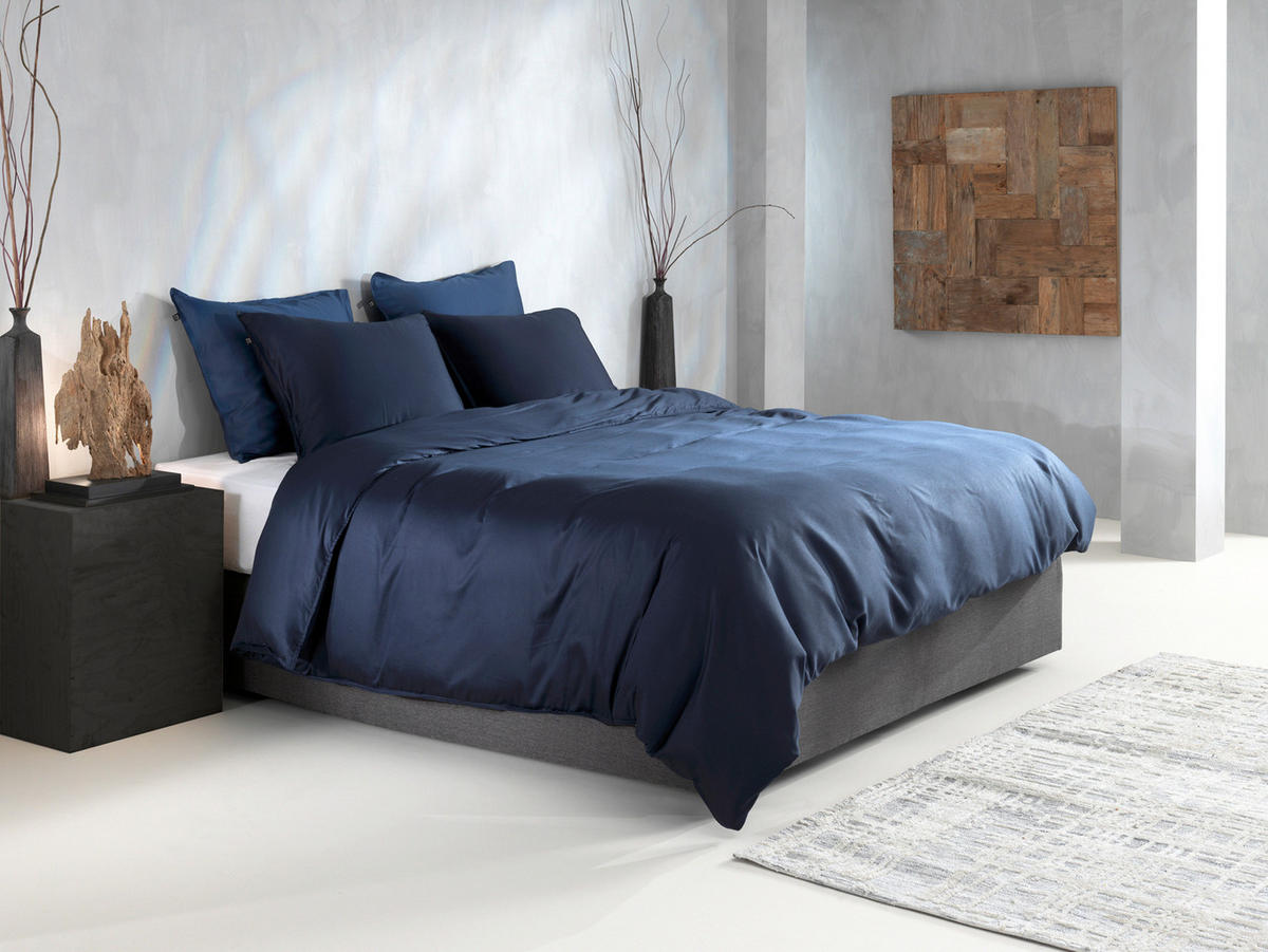 BETTWÄSCHE Satinado Makosatin 155/220 cm  - Dunkelblau, Basics, Textil (155/220cm)