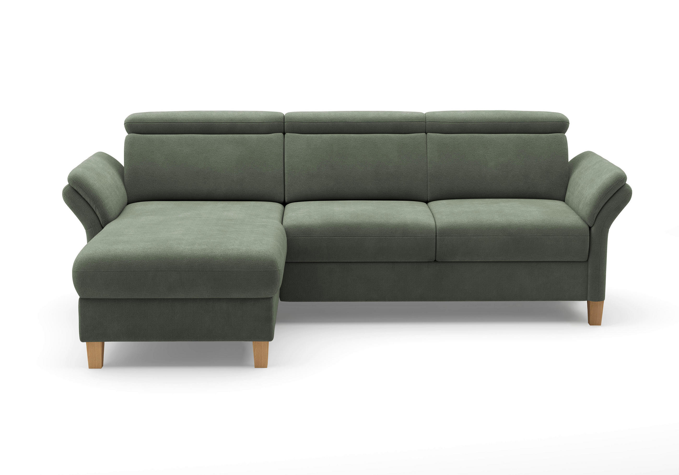 ECKSOFA GLENDALE E Dunkelgrün Flachgewebe  - Dunkelgrün/Eichefarben, KONVENTIONELL, Holz/Textil (166/253cm) - Sit & More
