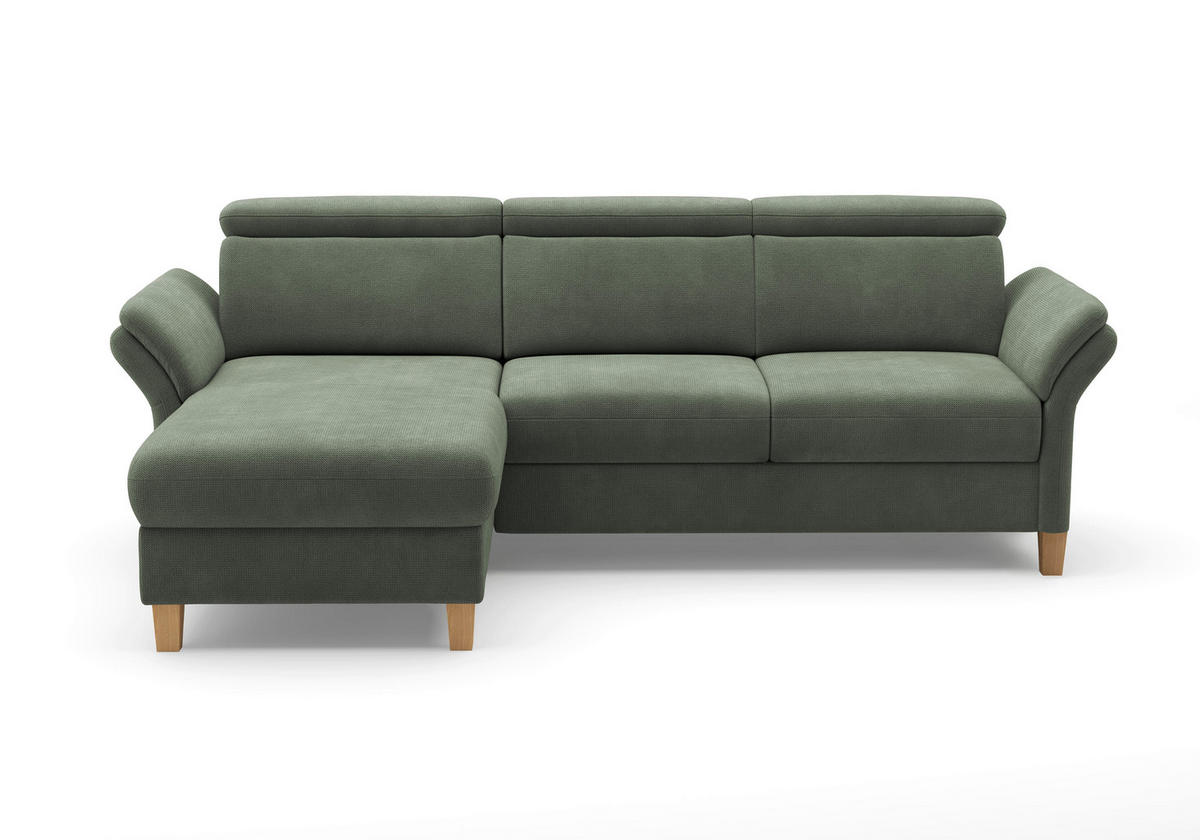 ECKSOFA GLENDALE E Dunkelgrün Flachgewebe  - Dunkelgrün/Eichefarben, KONVENTIONELL, Holz/Textil (166/253cm) - Sit & More