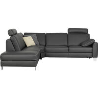 ECKSOFA in Echtleder Anthrazit  - Chromfarben/Anthrazit, Design, Leder/Metall (245/272cm) - Valdera