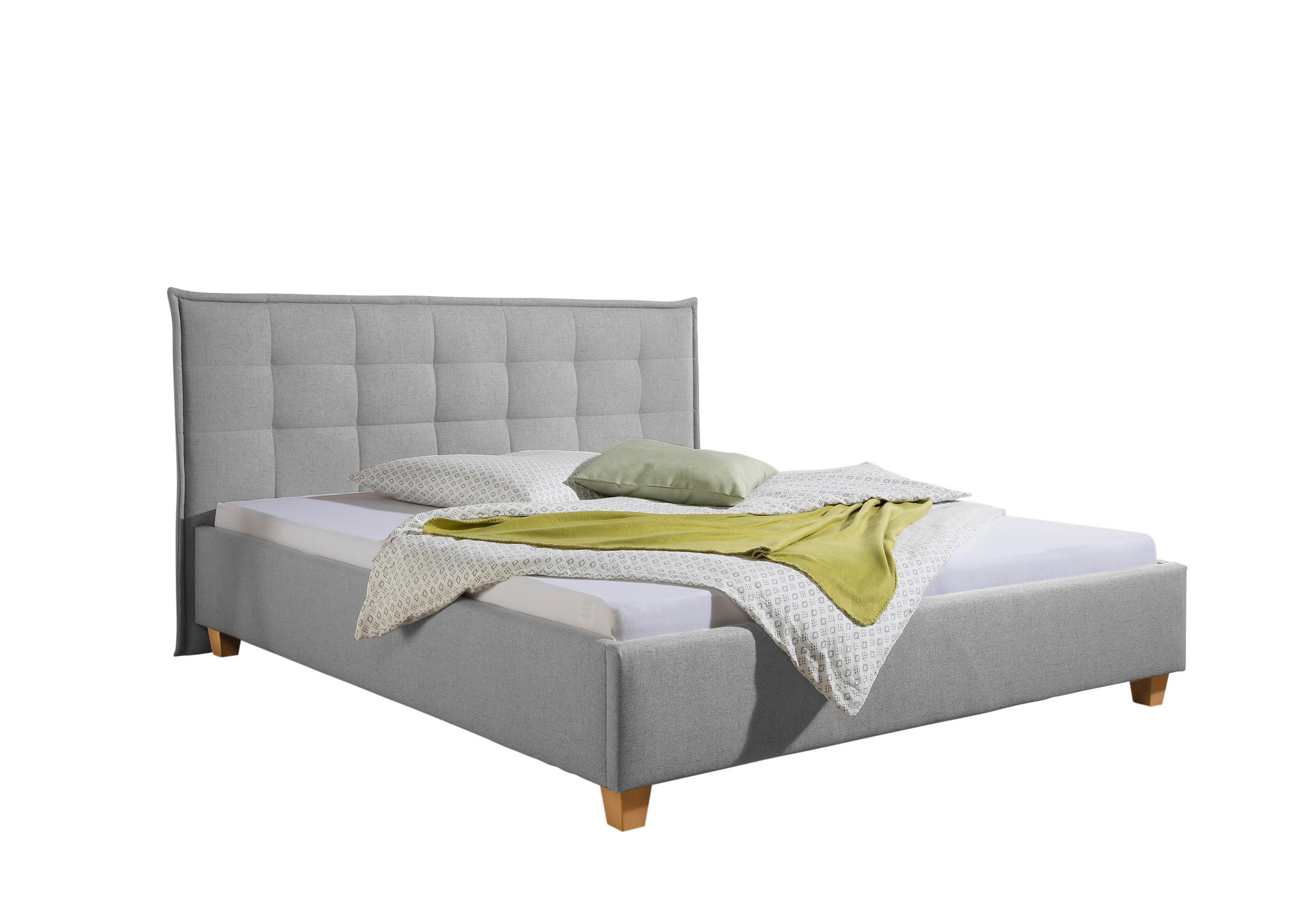 POLSTERBETT 200/200 cm,  in Hellgrau,  - Hellgrau/Naturfarben, MODERN, Holz/Textil (200/200cm) - Livetastic