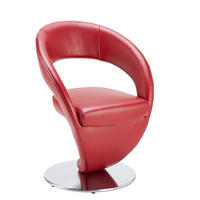 STUHL Echtleder Rot, Edelstahlfarben  - Edelstahlfarben/Rot, Design, Leder/Metall (62/86/61cm) - Moderano