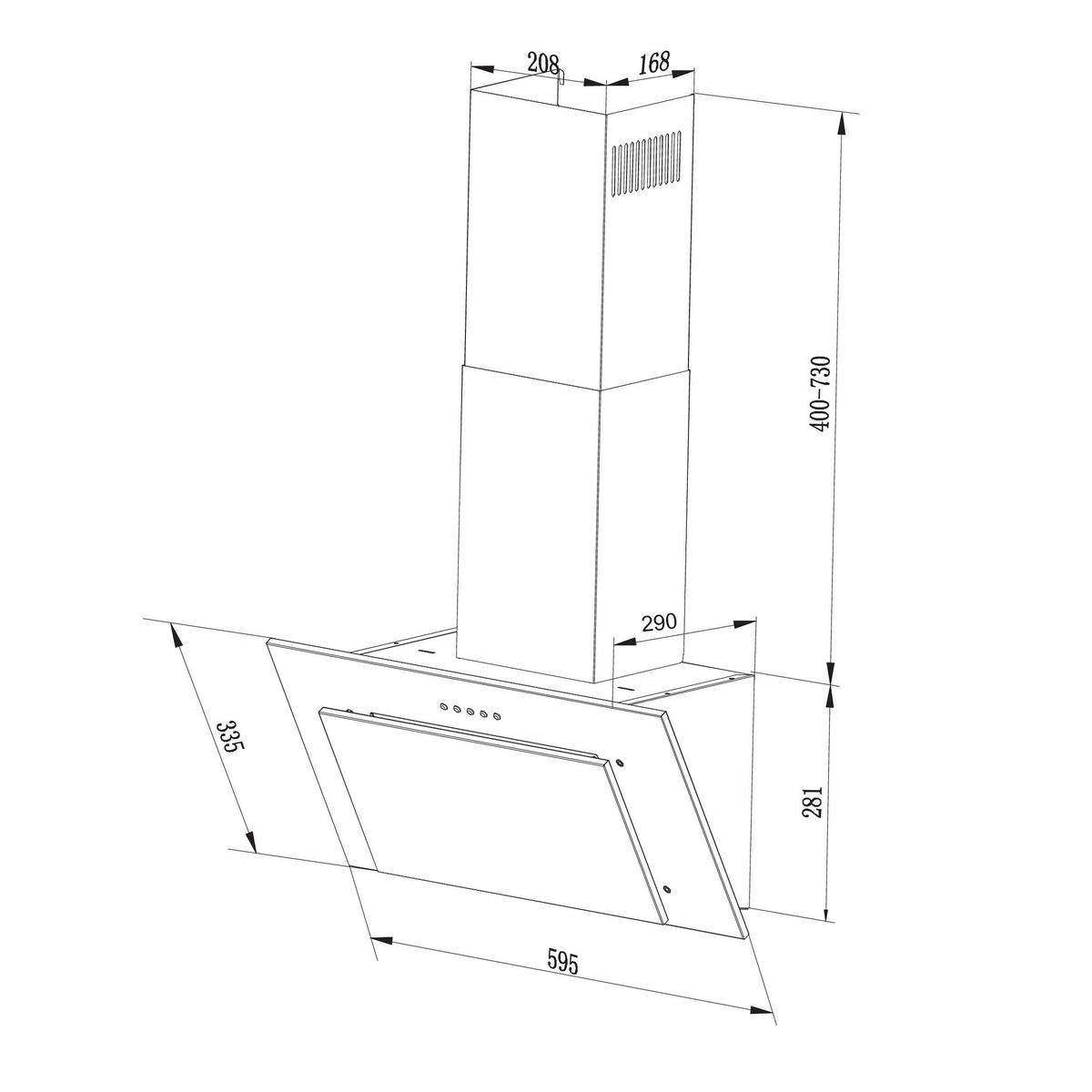 DUNSTABZUGSHAUBE CH33060SB  - Schwarz, Trend, Glas/Metall (59,5/68,1-101,1/29cm) - Respekta
