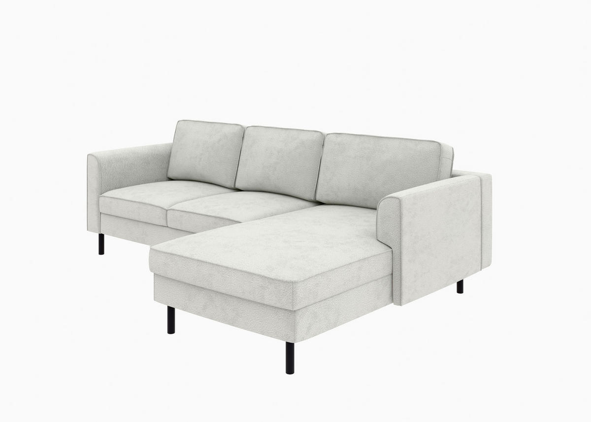 ECKSOFA Struktur Weiss  - Weiss/Schwarz, Modern, Textil/Metall (232/161cm) - Trendmanufaktur