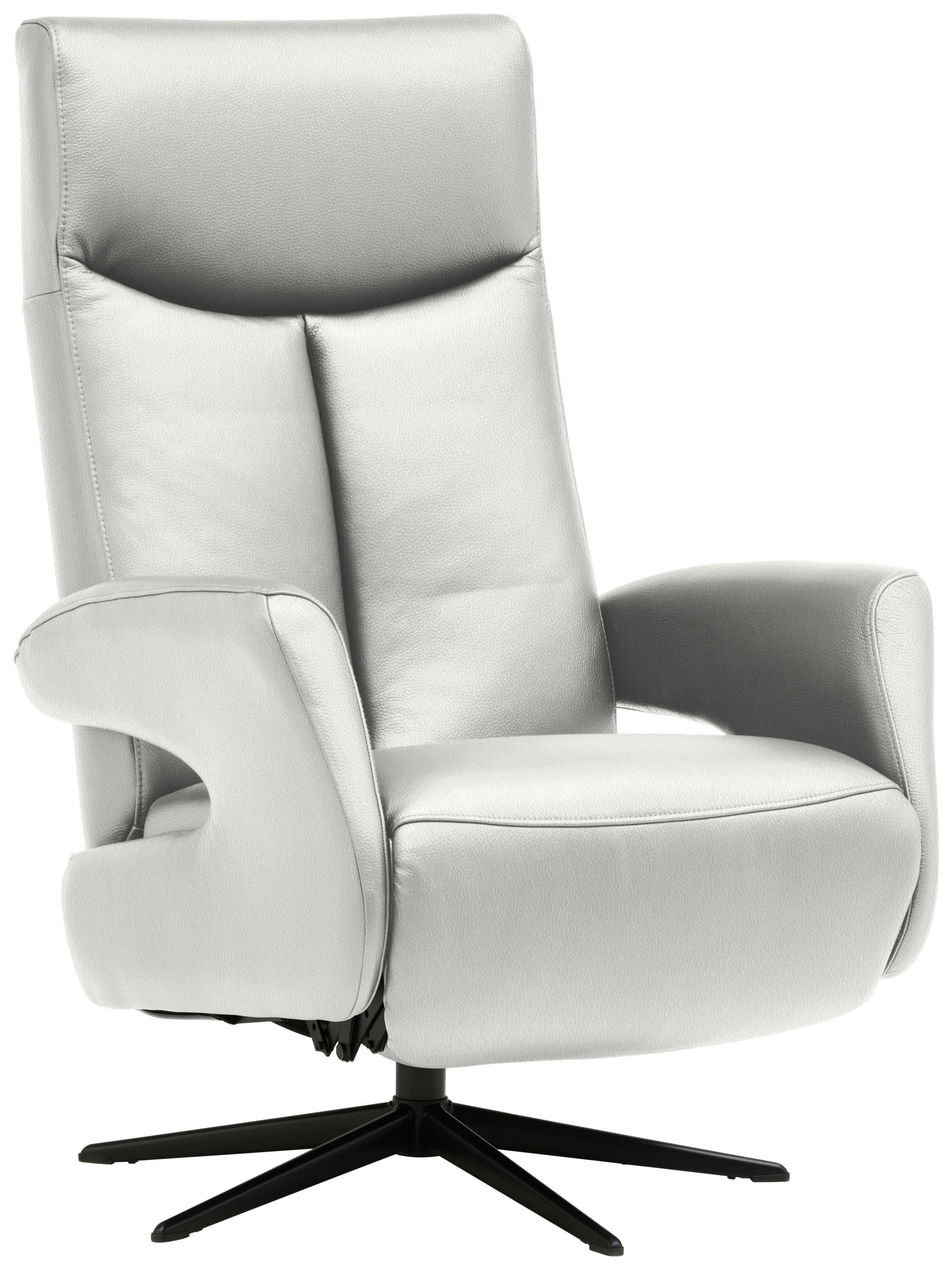 RELAXSESSEL in Leder Weiß  - Schwarz/Weiß, Design, Leder/Metall (74/105/82cm) - Welnova