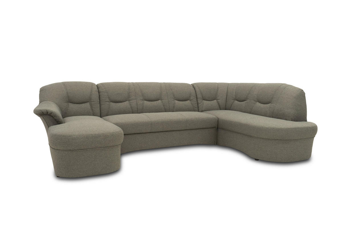 WOHNLANDSCHAFT in Mikrofaser Graubraun  - Graubraun/Schwarz, KONVENTIONELL, Kunststoff/Textil (146/295/180cm) - MID.YOU