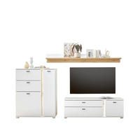 WOHNWAND 3-teilig  in Weiß, Eiche Wotan  260/170/42 cm  - Silberfarben/Eiche Wotan, Design, Holzwerkstoff/Kunststoff (260/170/42cm) - MID.YOU