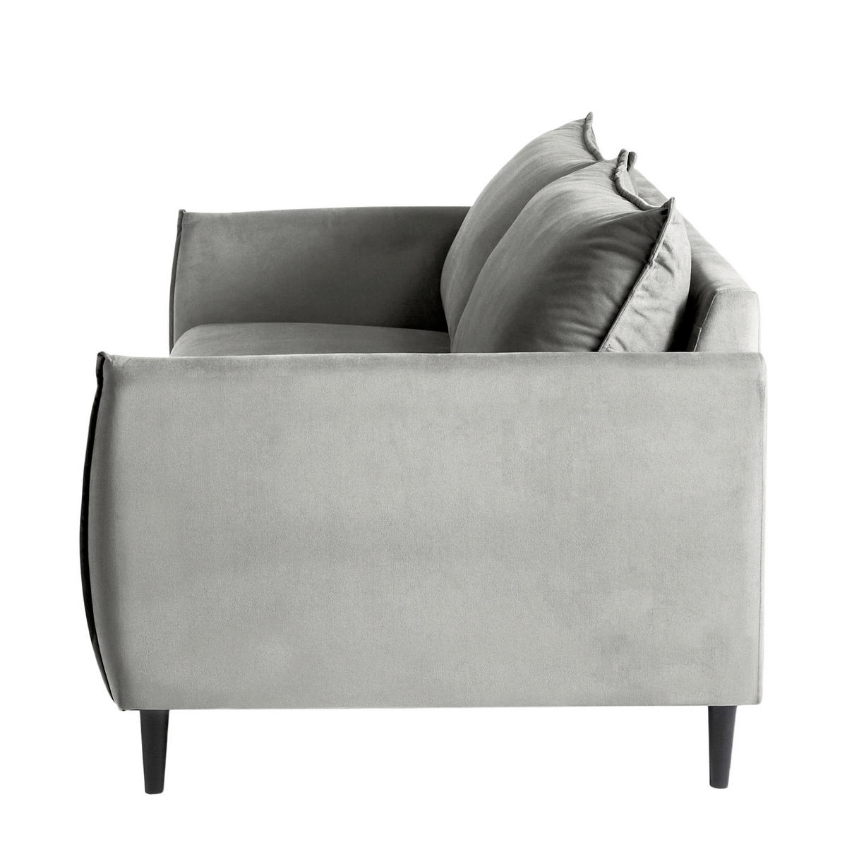 3-SITZER-SOFA JULI in Samt Dunkelgrau  - Dunkelgrau/Schwarz, Design, Holz/Textil (203/86/100cm) - P & B