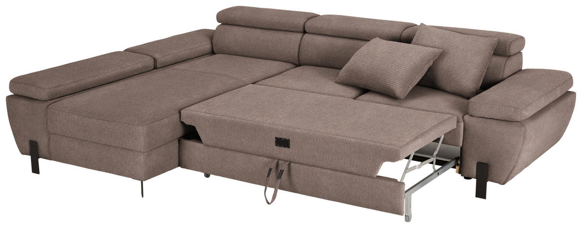 HÖRNSOFFA i vävt tyg taupe  - svart/taupe, Modern, metall/textil (93/90/277cm) - MID.YOU