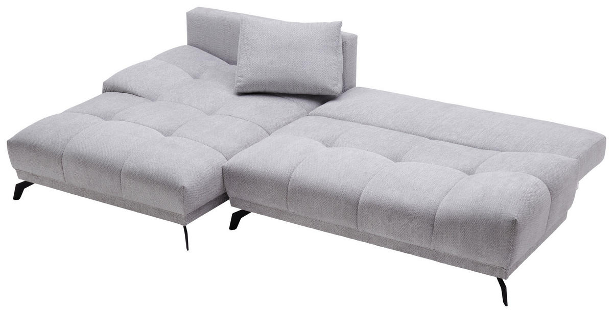 ECKSOFA in Chenille Grau  - Schwarz/Grau, Modern, Textil/Metall (182/290cm) - Hom`in