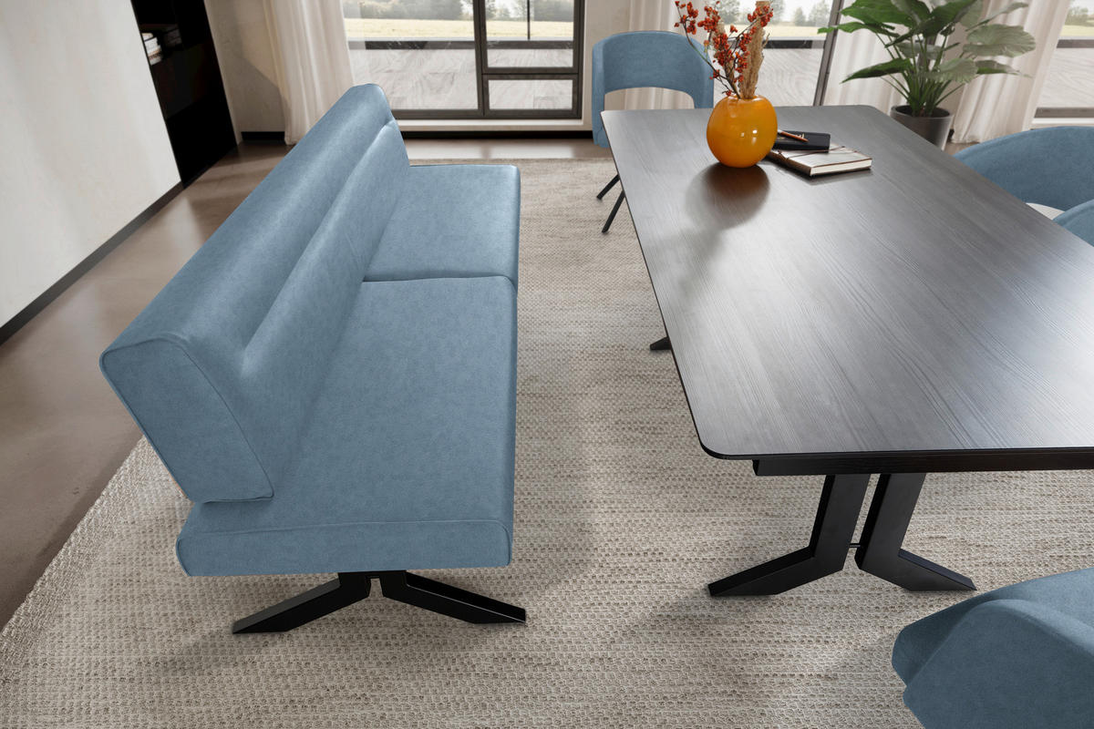 SITZBANK in Metall, Textil Hellblau  - Schwarz/Hellblau, Konventionell, Textil/Metall (220/87/70cm) - Moderano