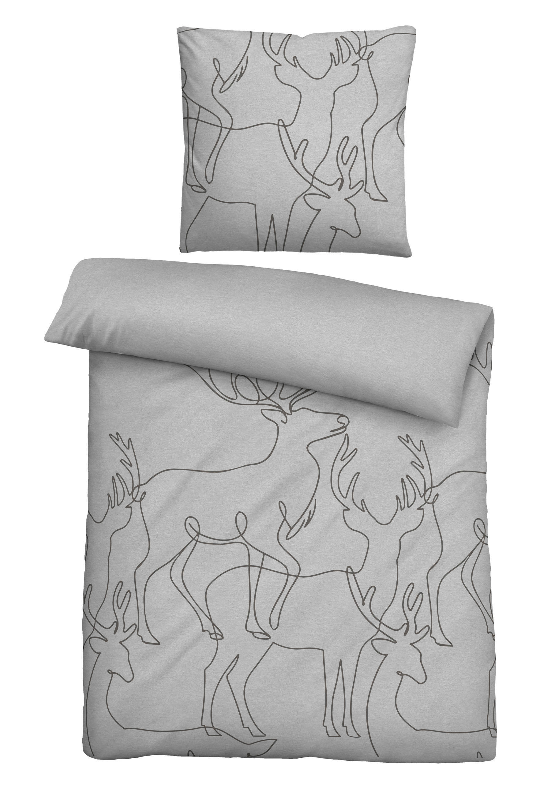 BETTWÄSCHE Flanell 155/220 cm  - Hellgrau, Design, Textil (155/220cm) - Novel